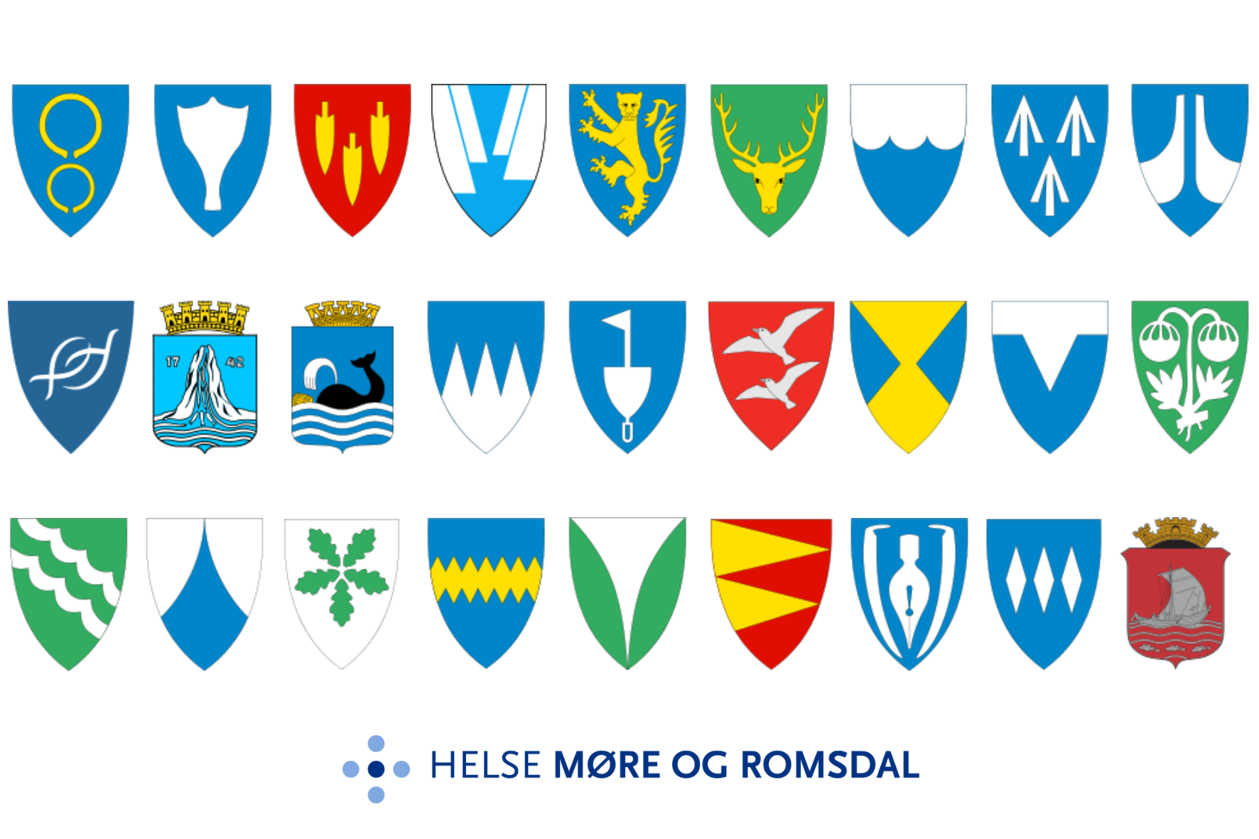 Kommunevåpen og logo til Helse Møre og Romsdal.