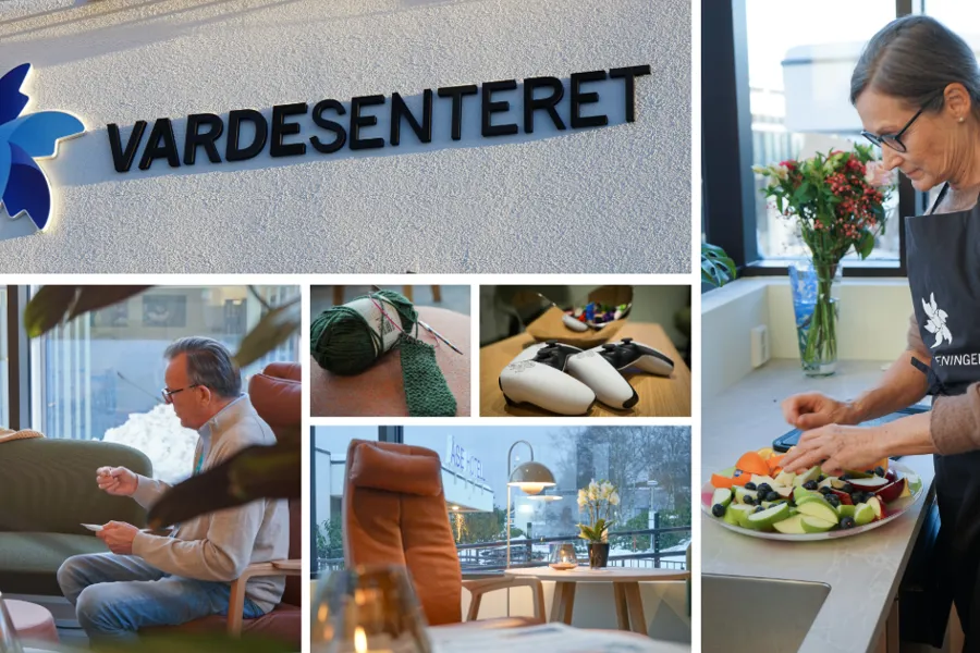Biljekolasj frå Vardesenteret med samtale, fruktfat, strikk og playstation.