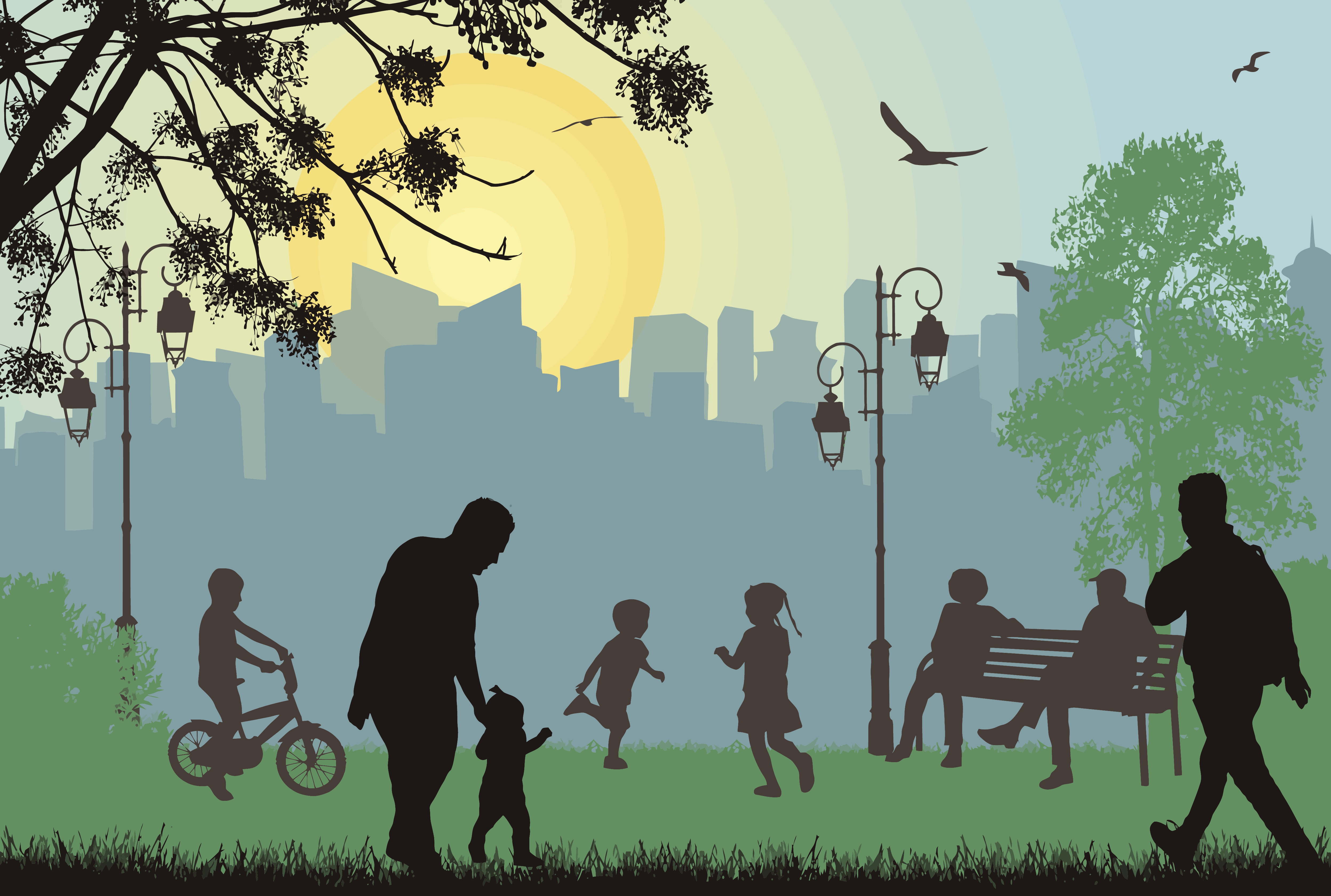 En gruppe mennesker som går