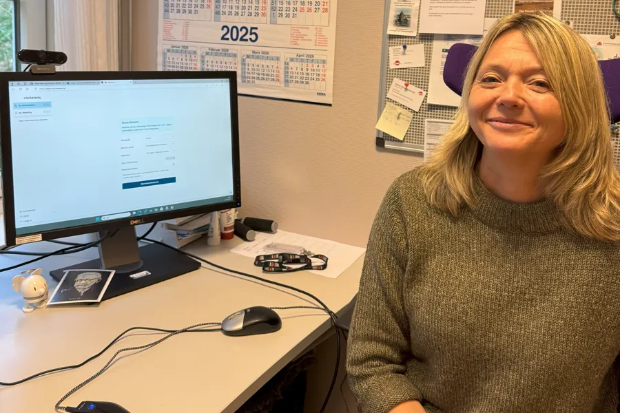 A person sitting at a desk