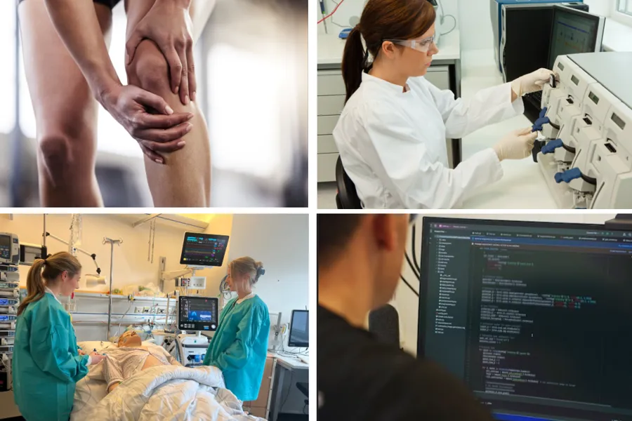 Ein collage av situasjonar på eit sjukehusrom