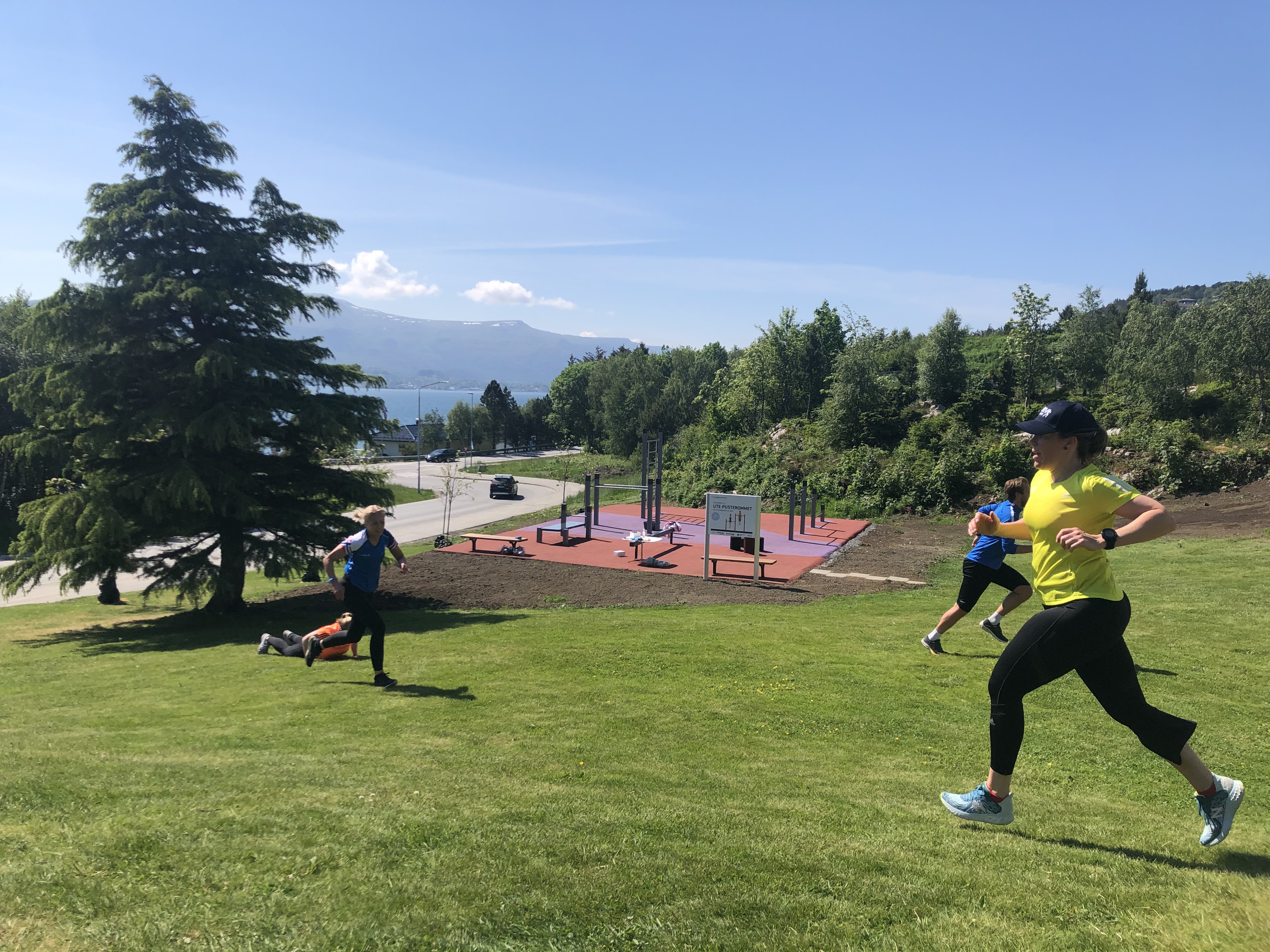 Grøntområde rundt treningsparken som også blir brukt til trening