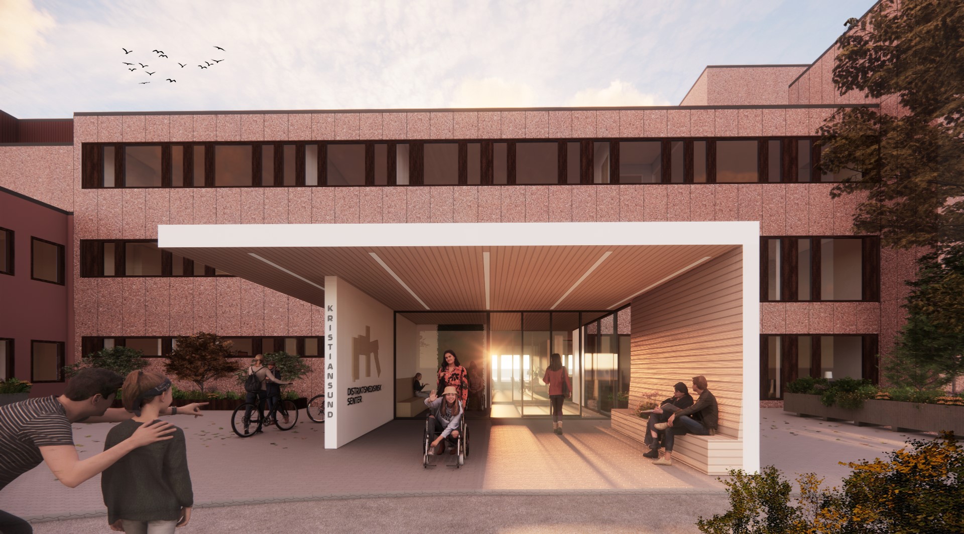 A building with people outside