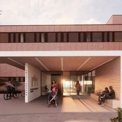 Skisse av inngangspartiet ved DMS Kristiansund