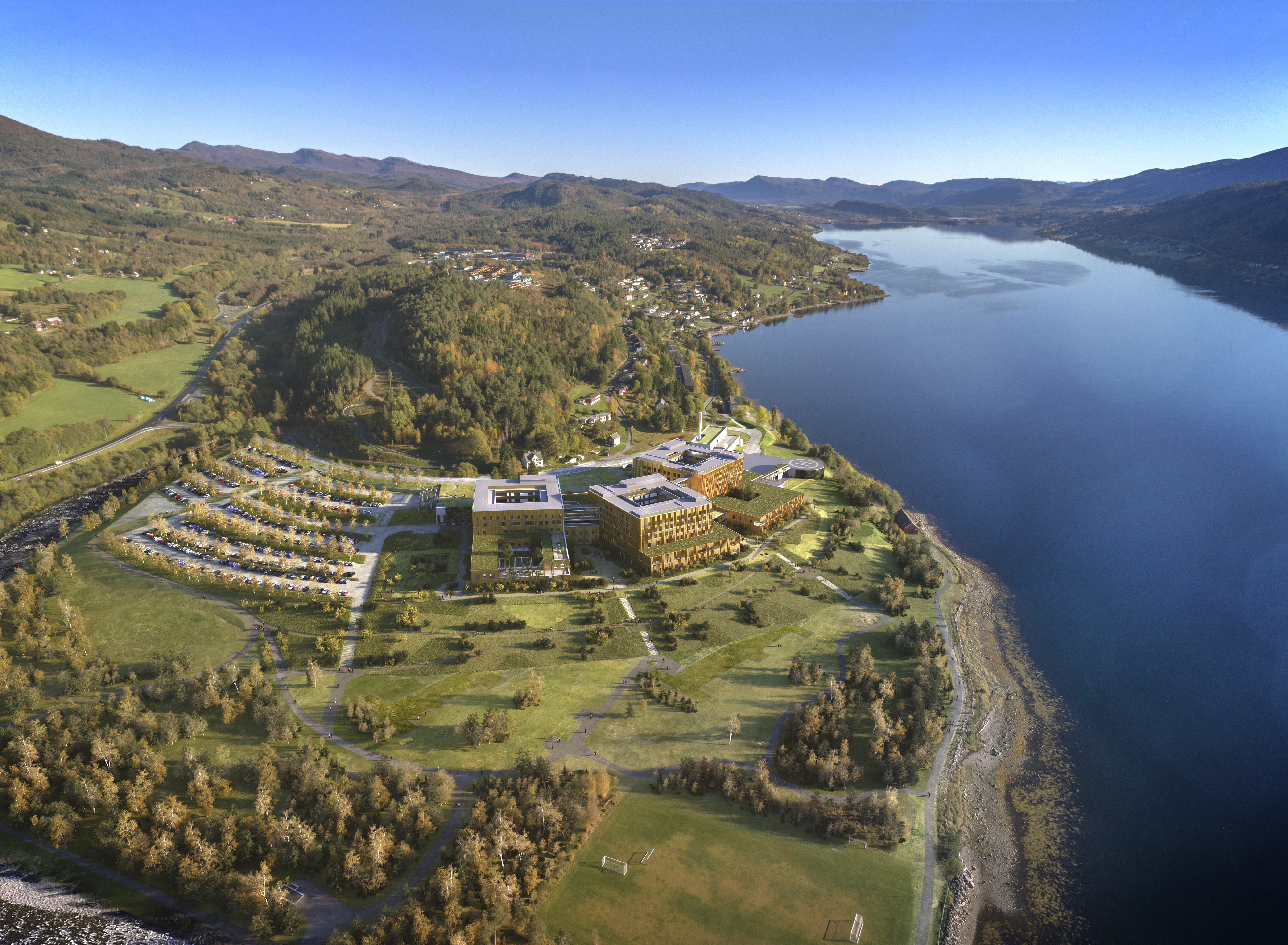 Oversiktsbilde/skisse, akuttsjukehuset på Hjelset