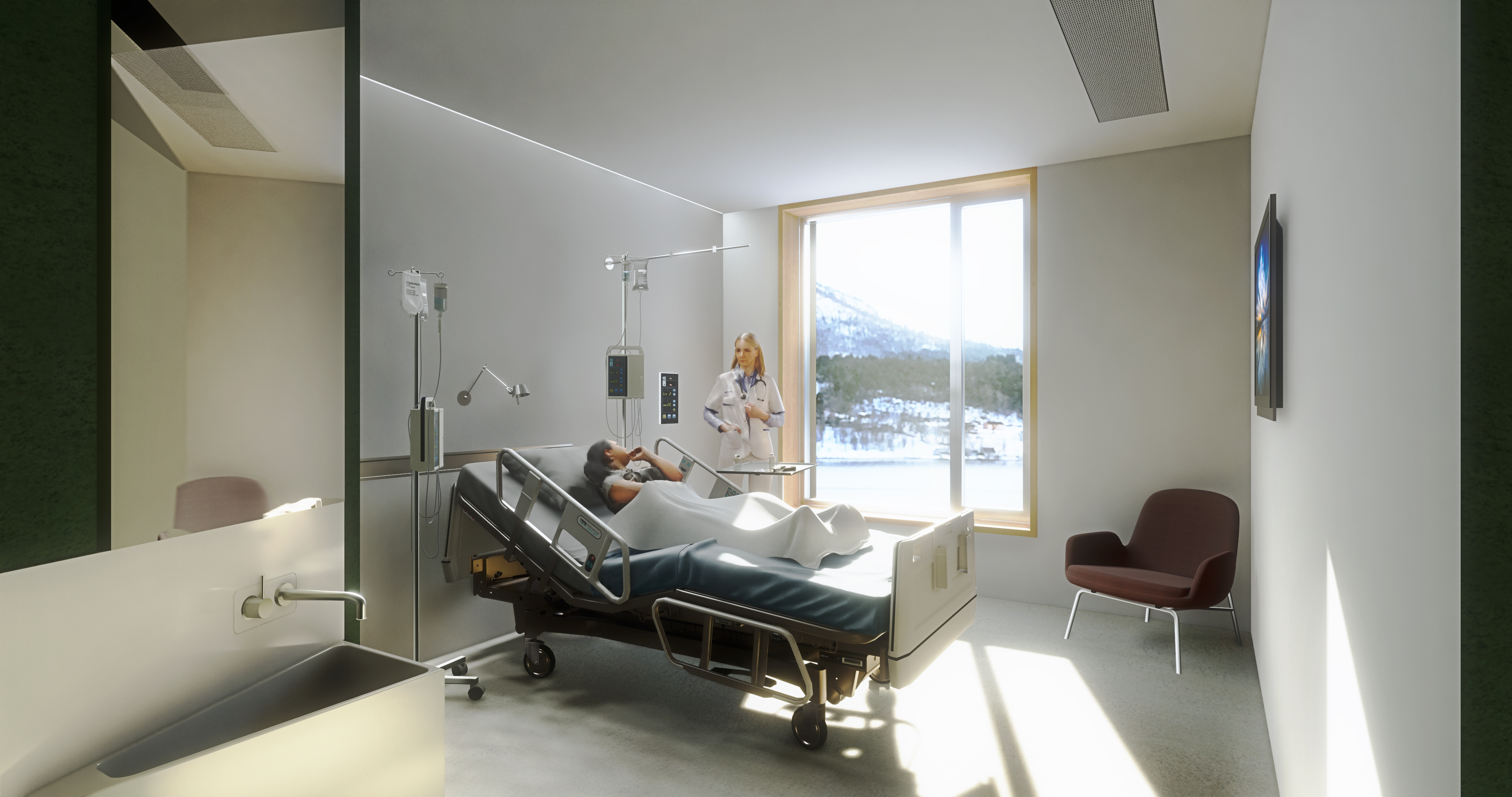 En person i en sykehusseng;