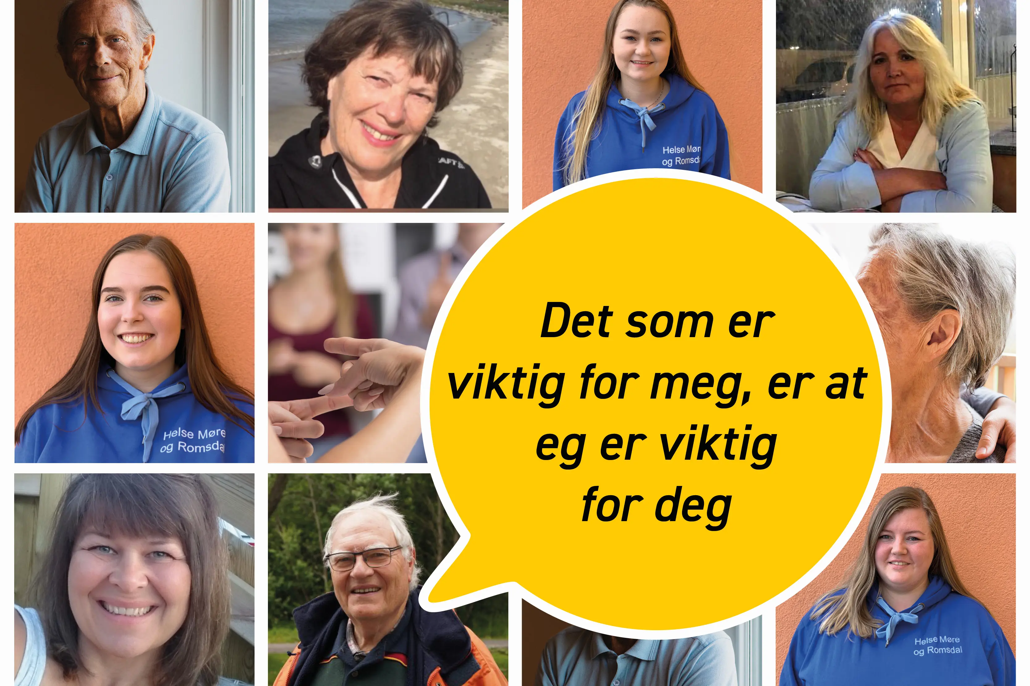 Portrettbilde av åtte brukarrepresentantar og teksten
