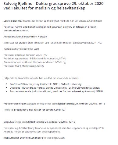 Disputasoppslag for Solveig Bjellmo