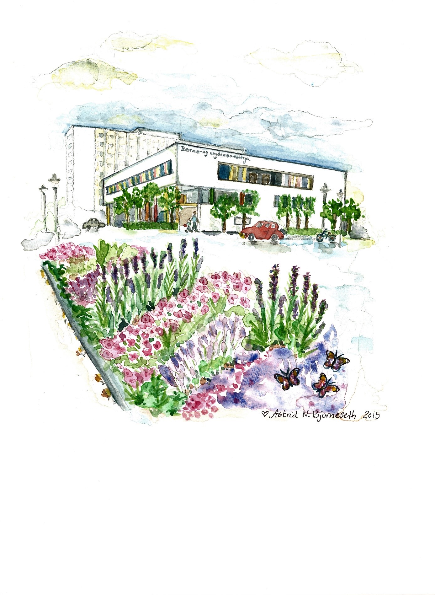 Barne- og ungdomsavdelinga ved Ålesund sjukehus (akvarell)