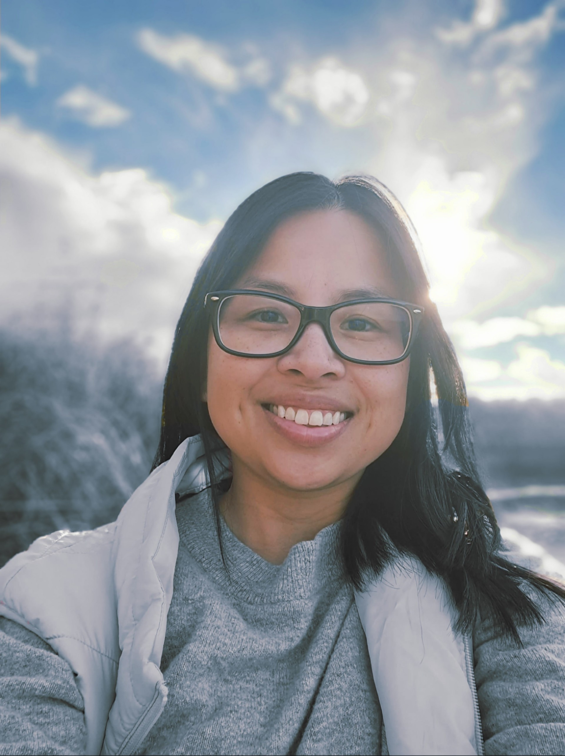 A woman wearing glasses