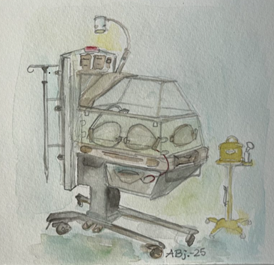 Akvarell av en kuvøse.